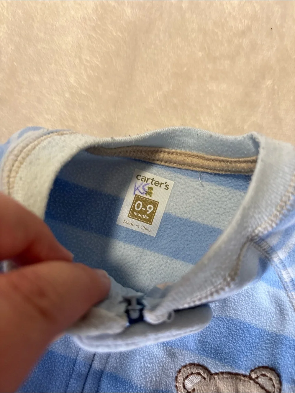 Y2K vintage Striped One-Piece pajama with Animal Appliqué sleepsack 3-6 months